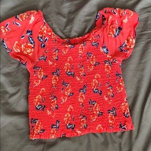 Floral shirt w/ matching shorts.